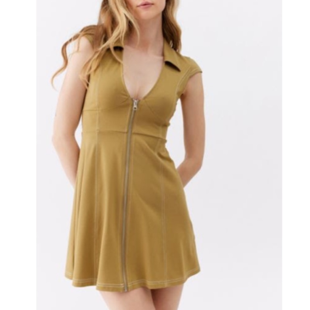 UO Amal Zip-Front Mini Dress